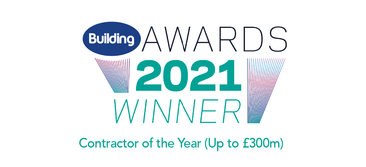 We are celebrating after winning the ‘Contractor of the Year (up to £300m)’ accolade at the highly acclaimed 2021 Building Awards.